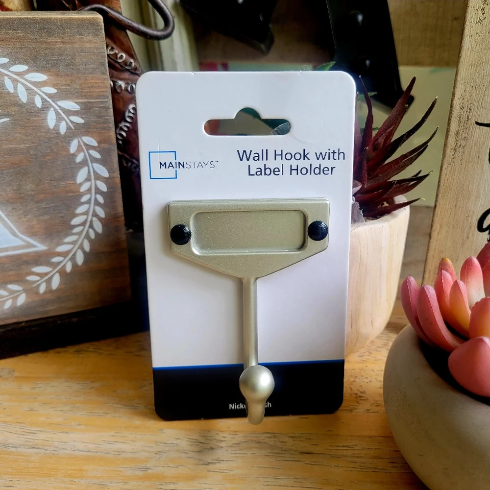Mainstays Silver Wall Hook with Label Holder